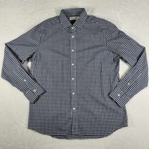 Maker's Shirt Japan Men's 17 Plaid Blue White Cotton‎ Long Sleeve Button Up